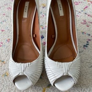 Zara White leather heels